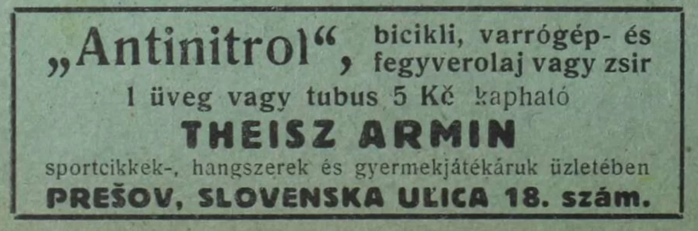 Theisz Armin uzletenek reklamja